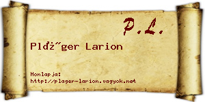 Pláger Larion névjegykártya